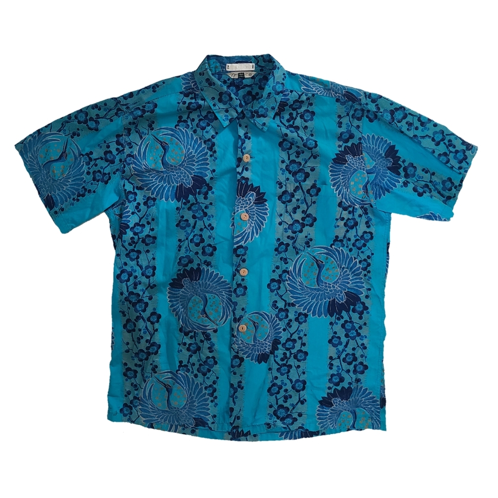 1960s Malihini Hawaiian floral crane shirt